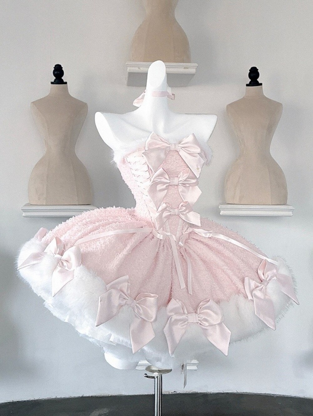 NWT Pink Lolita Dress EGL Fashion Size Large Basque Waist Winter Corset Dress